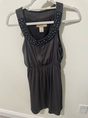 Francesca's Collections Black Beaded Scoop Neck Dress